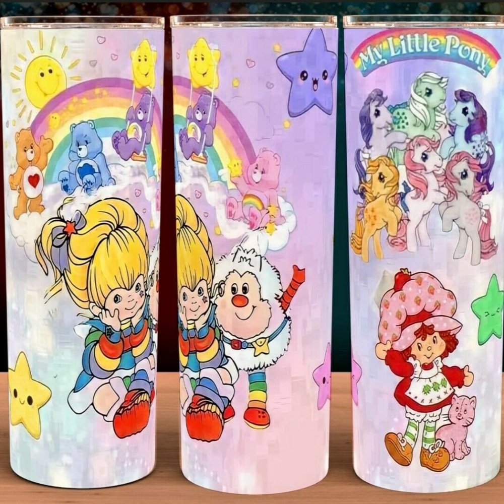 30oz Care Bears - Strawberry Shortcake - Rainbow Brite 80s Cup Mug Tumbler